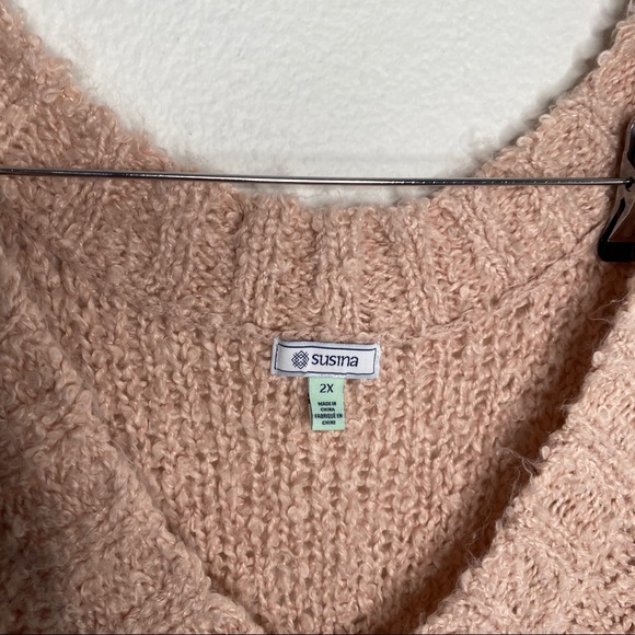 Susina Boucle Knit V-Neck Sweater 2X - Picture 5 of 9